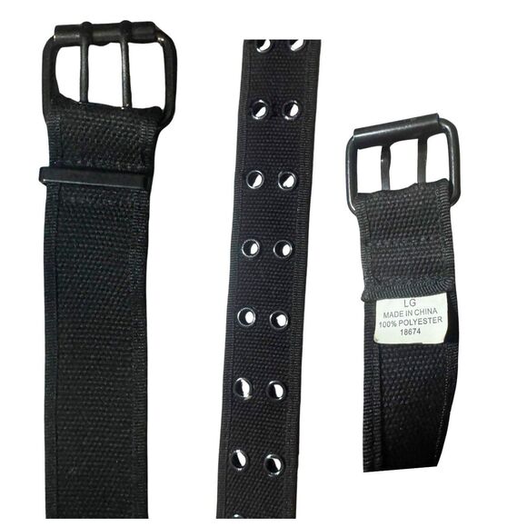 Black Silver Edgy Alternative Emo Punk Goth Scene Grommet Canvas Belt Size Large - Picture 5 of 5